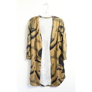 Camouflage open cardigan longline XS casual cozy layering spring fall light